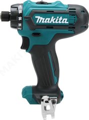 Аккумуляторный  шуруповерт Makita DF033DZ, 12В MAX, 30/14 Nm, 0,88 кг, 1/4, LED 2-speed (без аккумулятора и без зарядного устройства) цена и информация | Шуруповерты, дрели | 220.lv