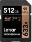 Lexar 512GB 633X Professional SDXC UHS-1 цена и информация | Atmiņas kartes mobilajiem telefoniem | 220.lv