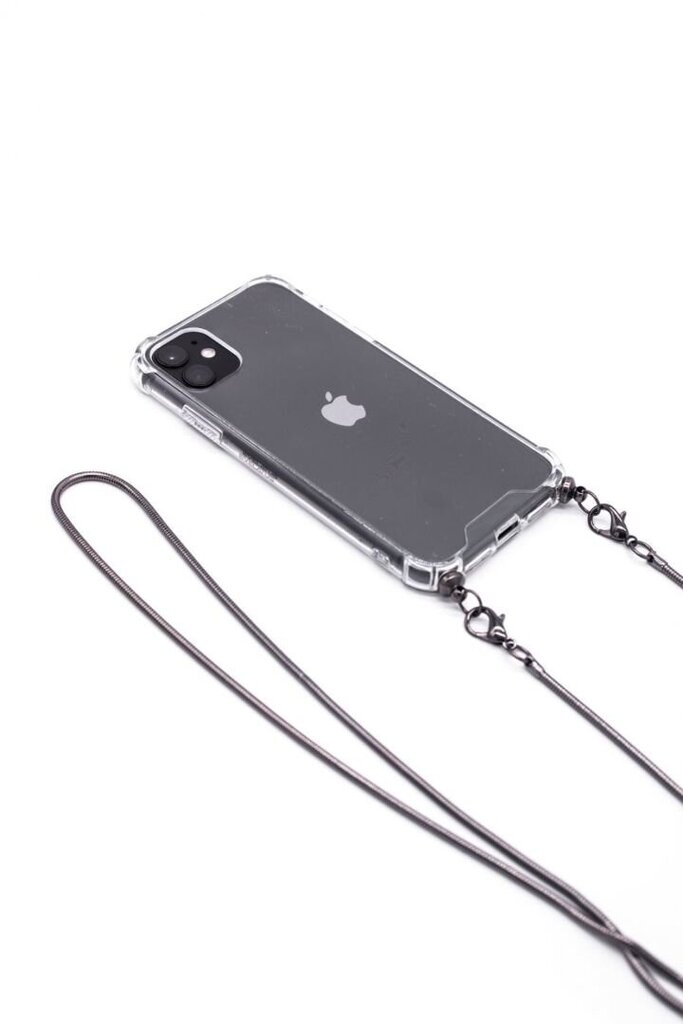 Aizmugurējais vāciņš Evelatus    Apple    iPhone 11 Silicone TPU Transparent with Necklace Strap    Space Gray цена и информация | Telefonu vāciņi, maciņi | 220.lv