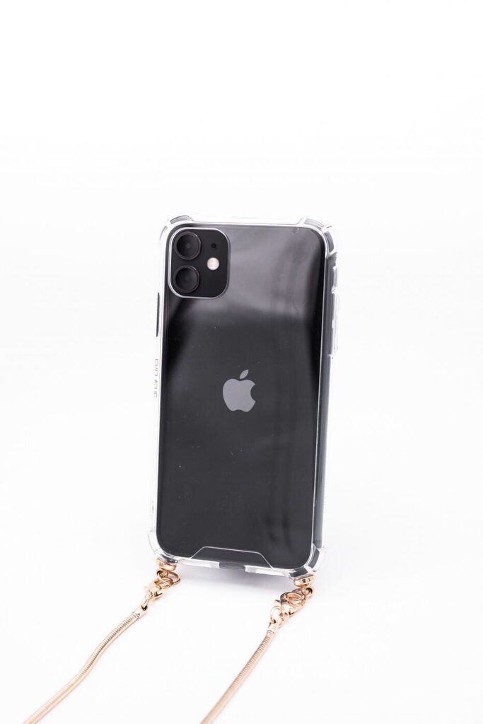 Aizmugurējais vāciņš Evelatus    Apple    iPhone 11 Silicone TPU Transparent with Necklace Strap    Gold cena un informācija | Telefonu vāciņi, maciņi | 220.lv