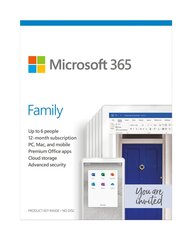Microsoft 365 Family 6GQ-01150 Up to 6 P цена и информация | Приложения | 220.lv
