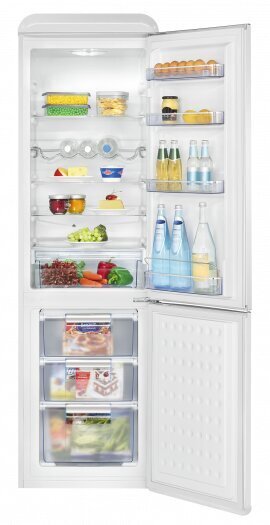 Bomann KGR7328W ledusskapis ar saldētavu, 188cm, E, NoFrost, balts cena un informācija | Ledusskapji | 220.lv