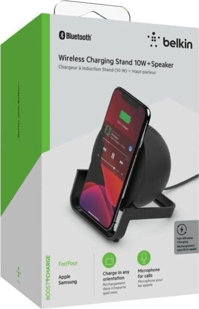 Belkin Wireless Charging Stand + Speaker cena un informācija | Lādētāji un adapteri | 220.lv