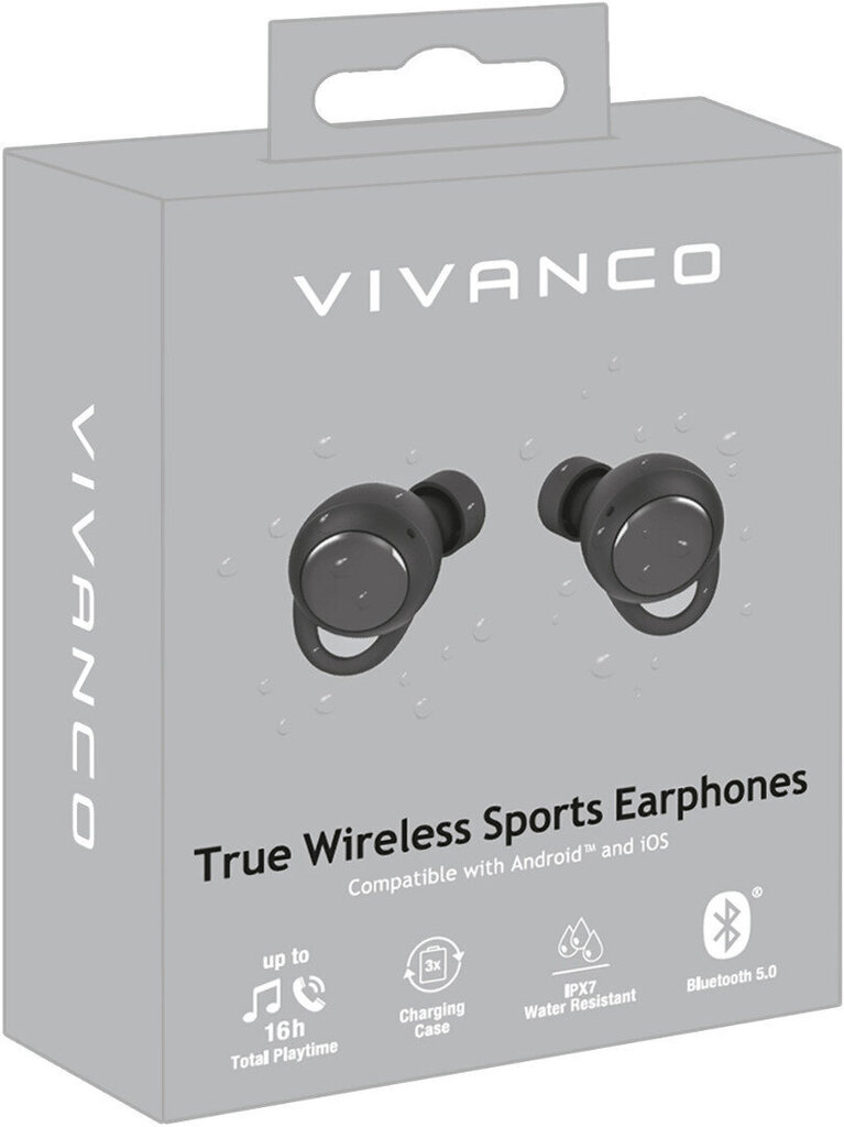 Vivanco wireless earbuds Sport True Wireless, black (60598) цена и информация | Peles | 220.lv