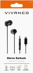 Vivanco наушники + микрофон Stereo Earbuds USB-C, черные (61752) цена и информация | Наушники | 220.lv