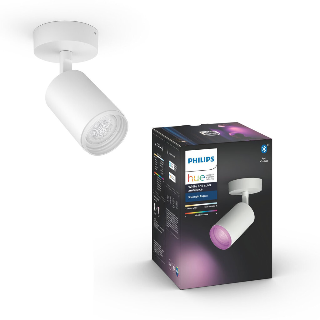 Philips Hue - Fugato Single spot - White - White & Color Ambiance cena un informācija | Griestu lampas | 220.lv