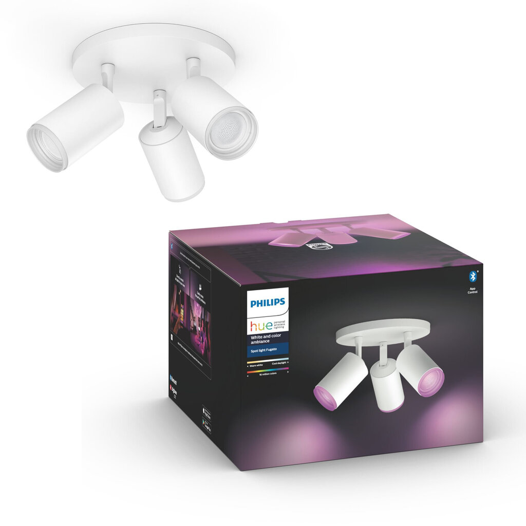 Philips Hue - Fugato 3-Spot White - White & Color Ambiance - Bluetooth cena un informācija | Griestu lampas | 220.lv