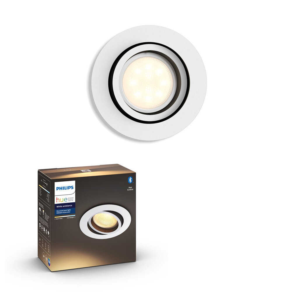 Philips Hue - Milliskin Recessed Bluetooth Spotlight, White Ambiance цена и информация | Griestu lampas | 220.lv