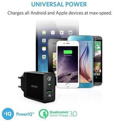 MOBILE CHARGER WALL POWERPORT/QC 3.0 A2013L11 ANKER cena un informācija | Lādētāji un adapteri | 220.lv