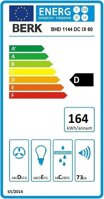 Berk BHD 1144 DC IX 60 iebūvējams tvaika nosūcējs, 60cm cena un informācija | Tvaika nosūcēji | 220.lv