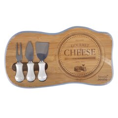 Siera griešanas dēlis Gourmet, 38x22cm, 3 siera naži, bambuss, zils цена и информация | Pазделочные доски | 220.lv