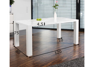 Pusdienu galds 120x80cm, balts cena un informācija | Virtuves galdi, ēdamgaldi | 220.lv