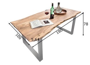 Pusdienu galds Tisch, 100x180 cm, akācija, antīks sudrabs cena un informācija | Virtuves galdi, ēdamgaldi | 220.lv