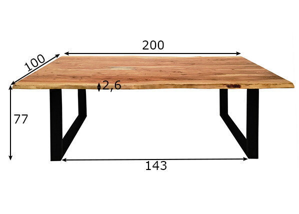 Pusdienu galds Tische, 200x100 cm, brūns/melns cena un informācija | Virtuves galdi, ēdamgaldi | 220.lv