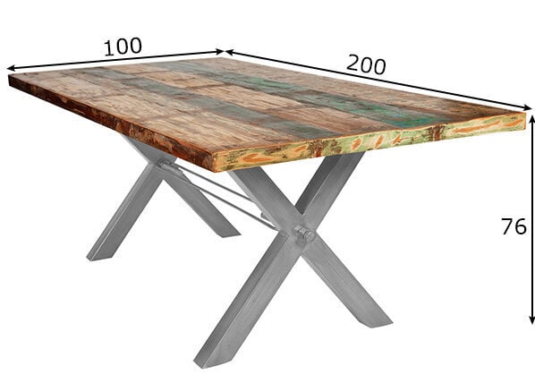 Pusdienu galds Tisch, 100x200 cm, antīks sudrabs cena