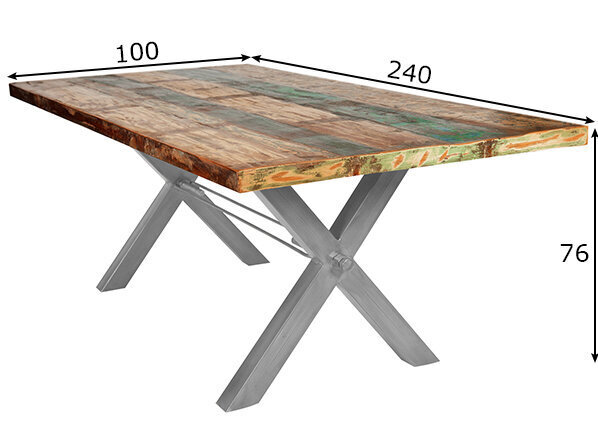 Pusdienu galds Tisch, 100x240 cm, antīks sudrabs cena un informācija | Virtuves galdi, ēdamgaldi | 220.lv