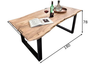 Pusdienu galds Tisch, 100x180 cm, akācijas koks, antīki melns cena un informācija | Virtuves galdi, ēdamgaldi | 220.lv