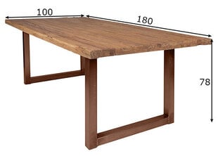 Pusdienu galds Tisch, 100x180 cm, tīkkoks, antīki brūns cena un informācija | Virtuves galdi, ēdamgaldi | 220.lv