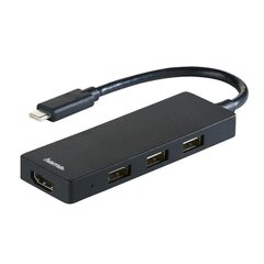 USB-разветвитель Hama USB-C, 3x USB 2.0 и HDMI цена и информация | Адаптеры и USB разветвители | 220.lv