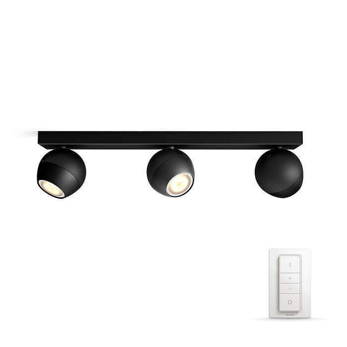 Philips Hue - Buckram 3-Spot Light Black- White Ambiance - Bluetooth Dimmer included цена и информация | Spuldzes | 220.lv