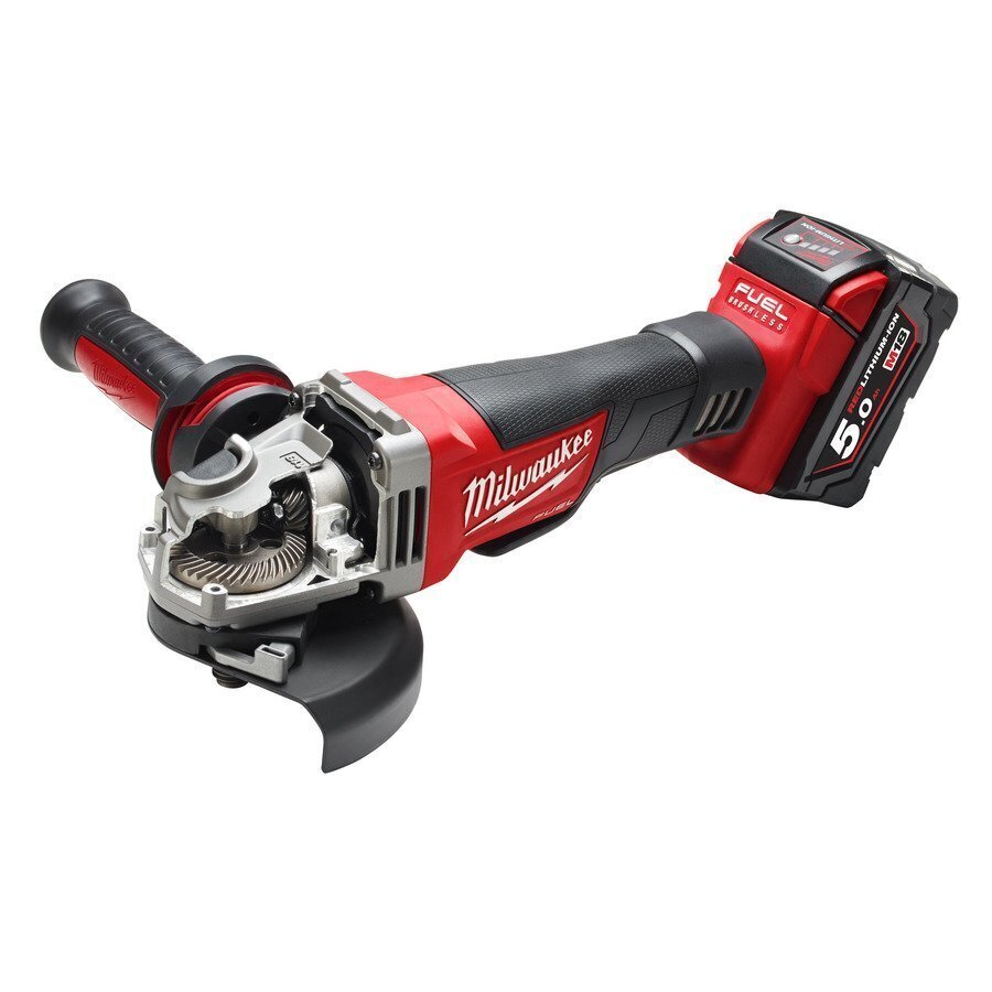 Milwaukee M18 CAG125XPD-502X akumulatora lenķa slīpmašīna + 2x5Ah akumulatori cena un informācija | Slīpmašīnas | 220.lv