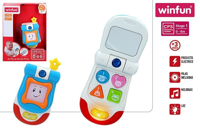 WinFun Baby telefons ar klapīti, skaņu un gaismu цена и информация | Rotaļlietas zīdaiņiem | 220.lv