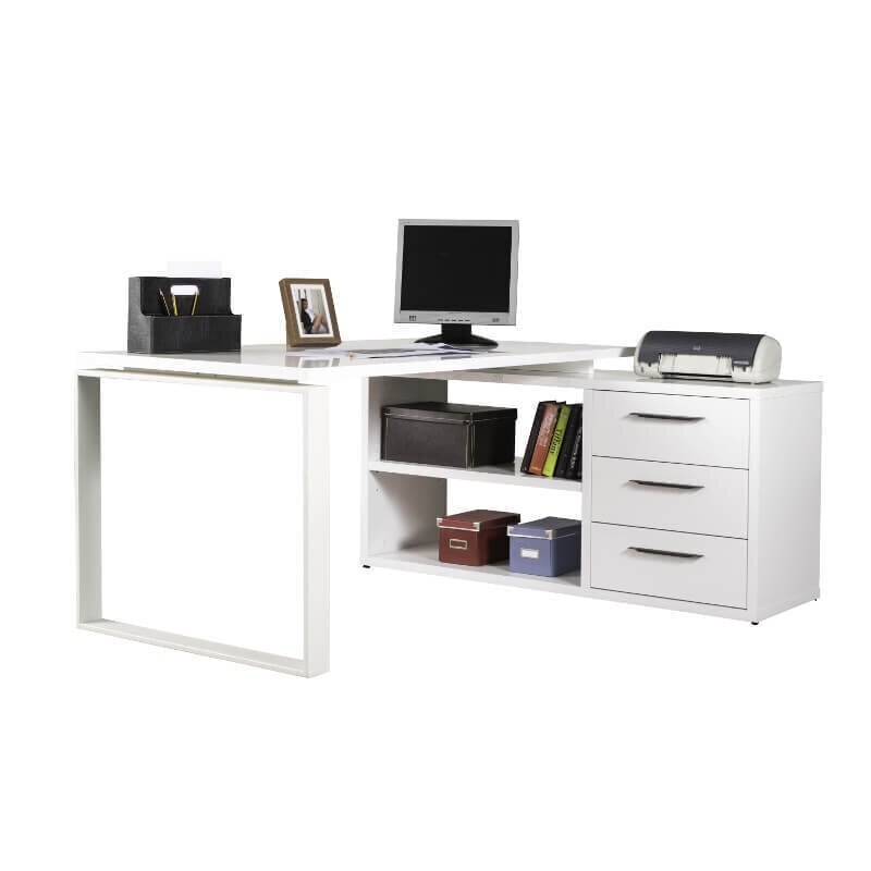 Stūra galds Disegno glancēts balts cena un informācija | Datorgaldi, rakstāmgaldi, biroja galdi | 220.lv