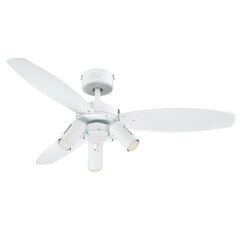 Griestu ventilators JET PLUS Ø105 cm ar punktveida apgaismojumu un pulti, baltā krāsā цена и информация | Светильники-вентиляторы | 220.lv