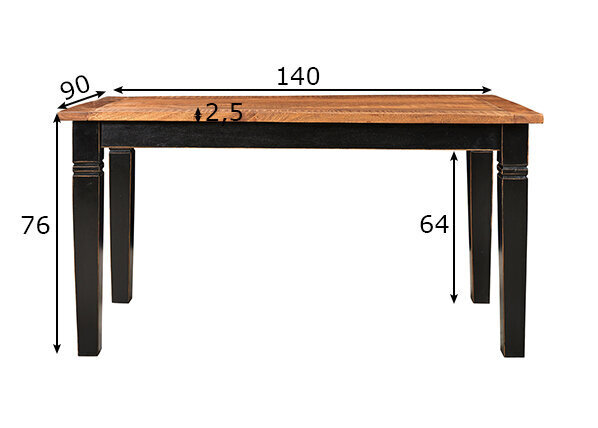 Pusdienu galds Corsica, 90x140, mango/ melns/ medus цена и информация | Virtuves galdi, ēdamgaldi | 220.lv