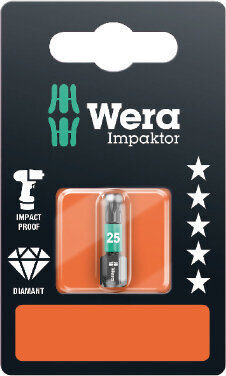 Wera Impaktor uzgalis, TORX T25 x 25mm, 867/1, blisterī cena un informācija | Rokas instrumenti | 220.lv