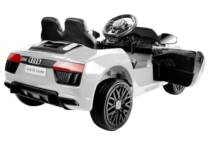 Elektriskā sporta automašīna bērniem Audi R8 Spyder, baltā krāsā cena un informācija | Bērnu elektroauto | 220.lv