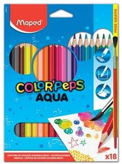 Цветные карандаши MAPED "Color`Peps" Aqua 18 штук + 1 кисточка цена и информация | Принадлежности для рисования, лепки | 220.lv