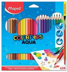 Цветные карандаши MAPED "Color`Peps" Aqua 24 штук + 1 кисточка цена и информация | Принадлежности для рисования, лепки | 220.lv