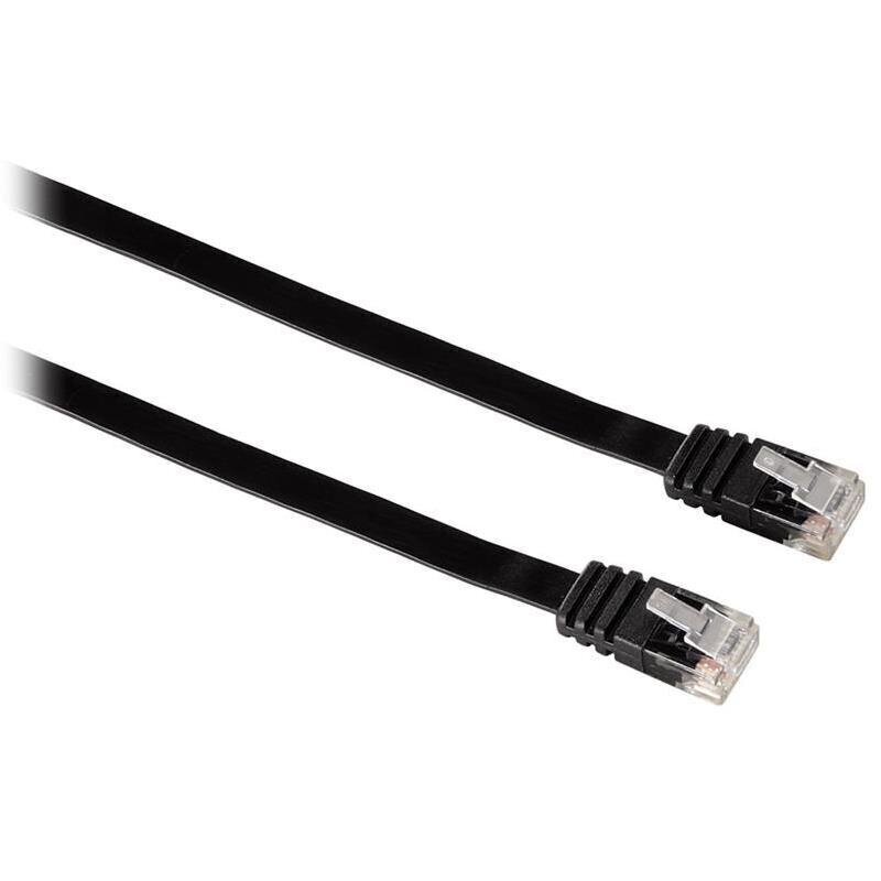 Cable CAT5e UTP Hama 10m flat, black cena un informācija | Kabeļi un vadi | 220.lv