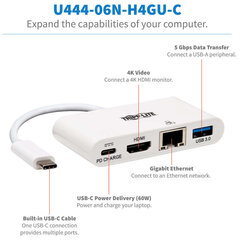 Tripp Lite USB-C Dock U444-06N-H4GU-C Single Display cena un informācija | Adapteri un USB centrmezgli | 220.lv