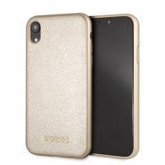 Aizmugurējais vāciņš Guess  Apple iPhone XR Iridescent PU Leather Hard Case  Gold cena un informācija | Telefonu vāciņi, maciņi | 220.lv