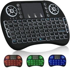 RoGer Q8 Wireless Mini Keyboard Беспроводная Клавиатура PC / PS3 / XBOX 360 / Smart TV / Android + Тачпад Черная (С RGB Подсветкой) цена и информация | Клавиатуры | 220.lv