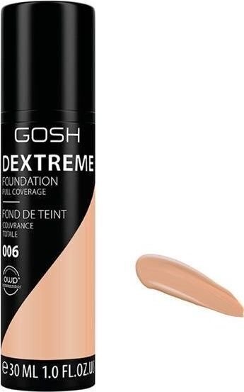 GOSH Dextreme Full Coverage tonālais krēms 30 ml, 006 Sand cena un informācija | Grima bāzes, tonālie krēmi, pūderi | 220.lv