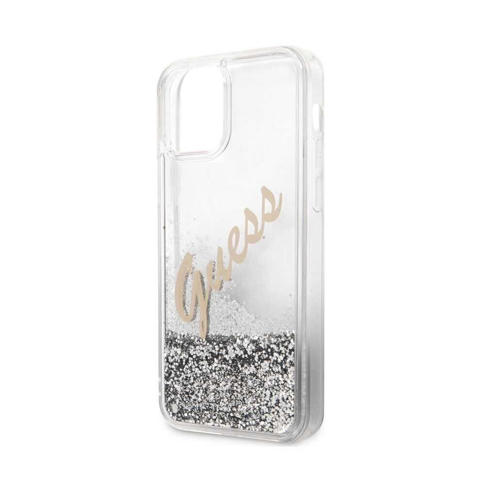 Aizmugurējais vāciņš Guess    Apple    iPhone 12 Pro Max Liquid Glitter Vintage Cover    Silver cena un informācija | Telefonu vāciņi, maciņi | 220.lv