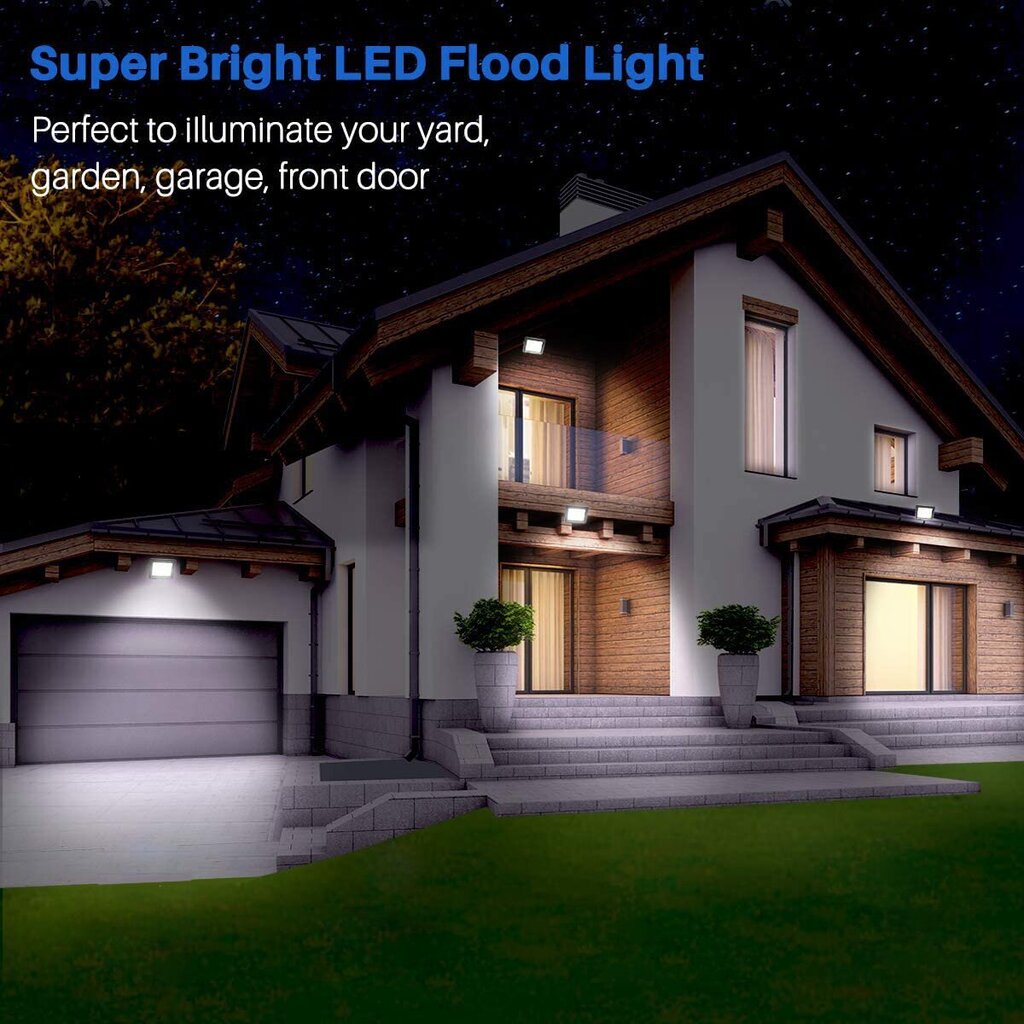 LED prožektors ārtelpām GR-FL-10 W, melns cena un informācija | Āra apgaismojums | 220.lv