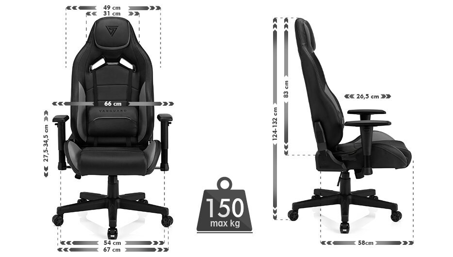 Spēļu krēsls Sense7 Vanguard, melns/pelēks cena un informācija | Biroja krēsli | 220.lv