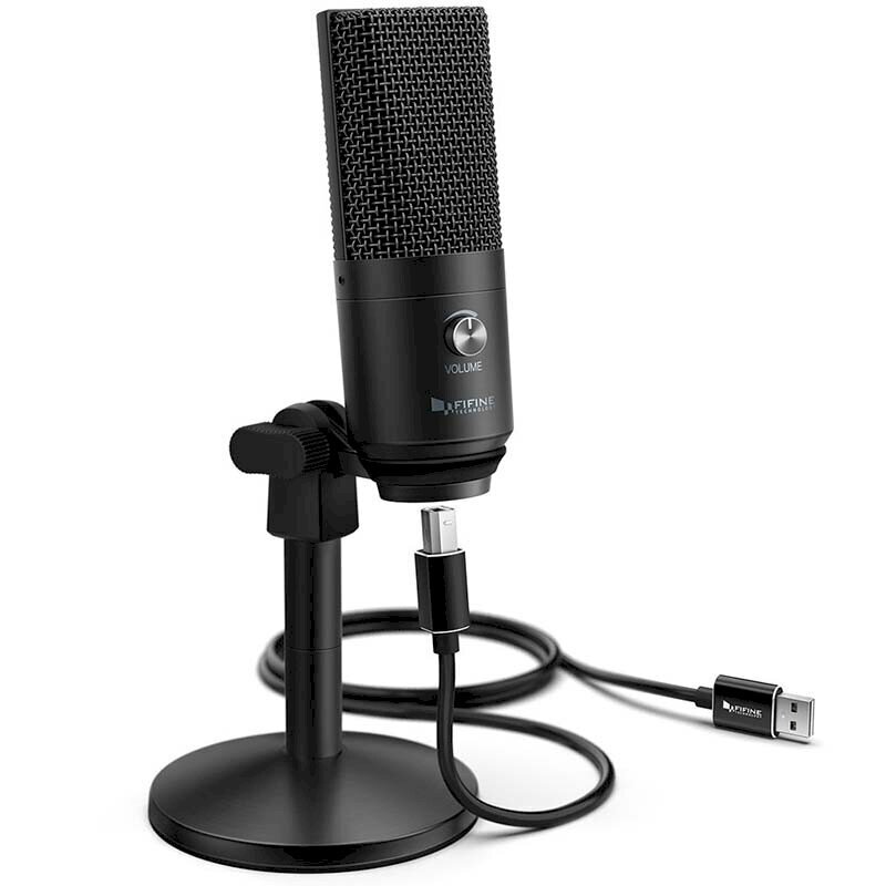 Fifine K670B микрофон для игр / трансляций / подкастов черный + держатель  цена | 220.lv