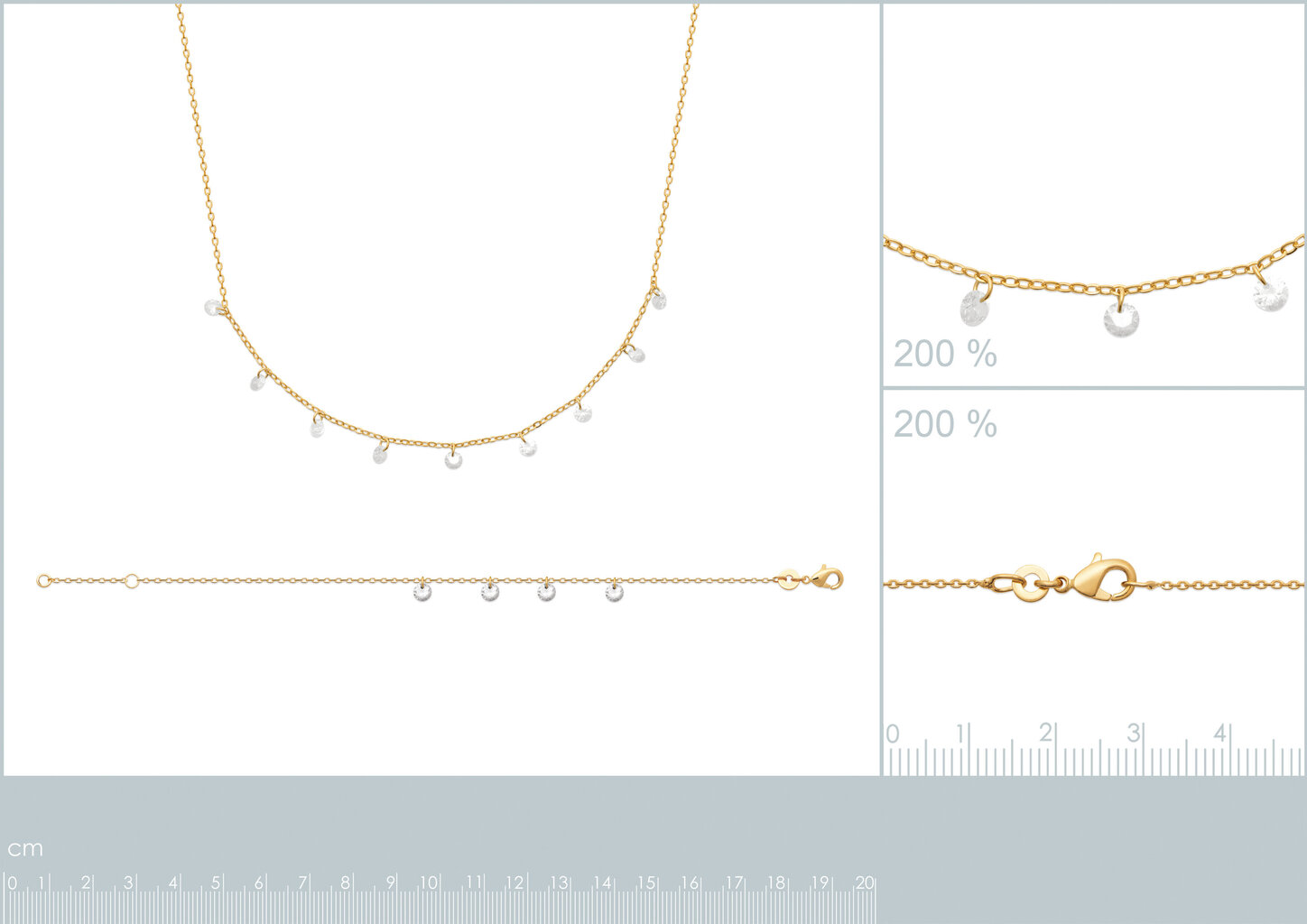 Kaklarota ar zelta pārklājumu 750°, 45cm, ražots Francijā cena un informācija | Kaklarotas | 220.lv
