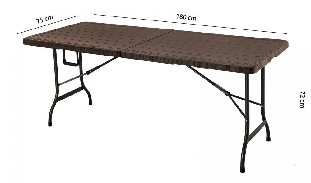 Saliekamais dārza galds 180cm- brūns cena un informācija |  Tūrisma mēbeles | 220.lv