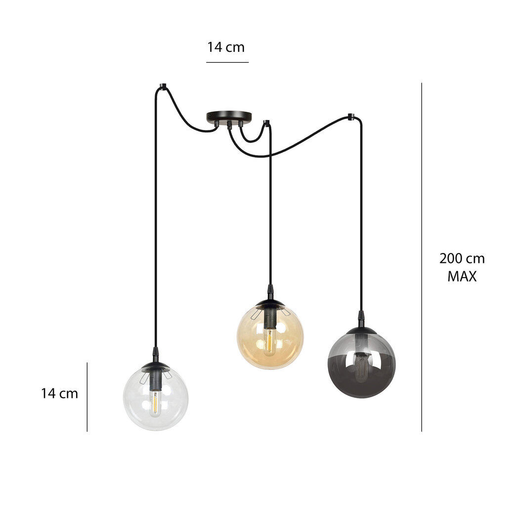 Emibig piekarināmā lampa Gigi 3 Black/Graphite cena un informācija | Piekaramās lampas | 220.lv