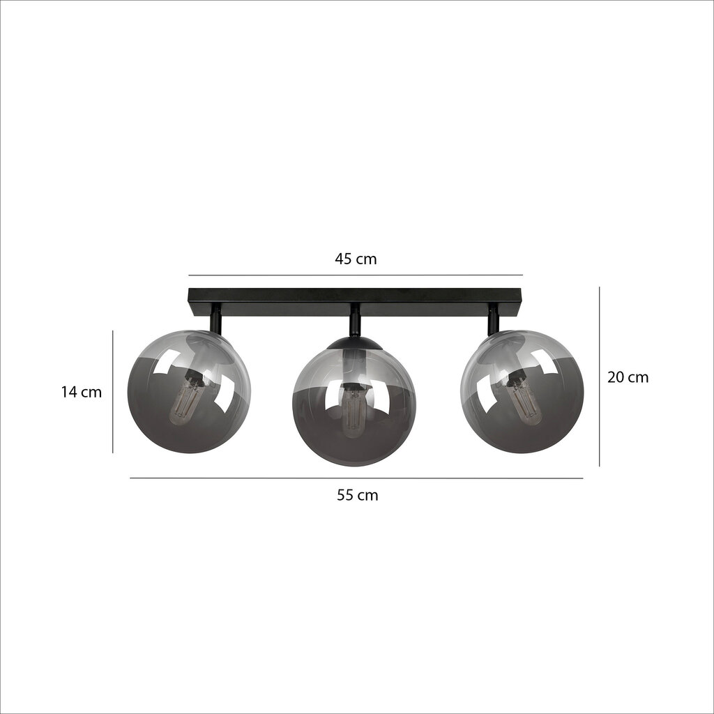 Emibig griestu lampa Tofi 3 Black/Graphite cena un informācija | Griestu lampas | 220.lv