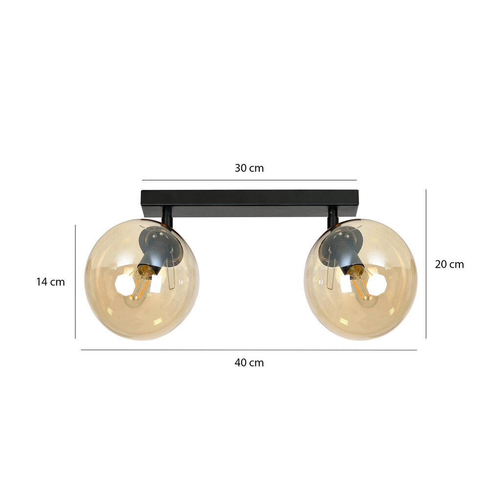 Emibig griestu lampa Tofi 2 Black/Honey cena un informācija | Griestu lampas | 220.lv