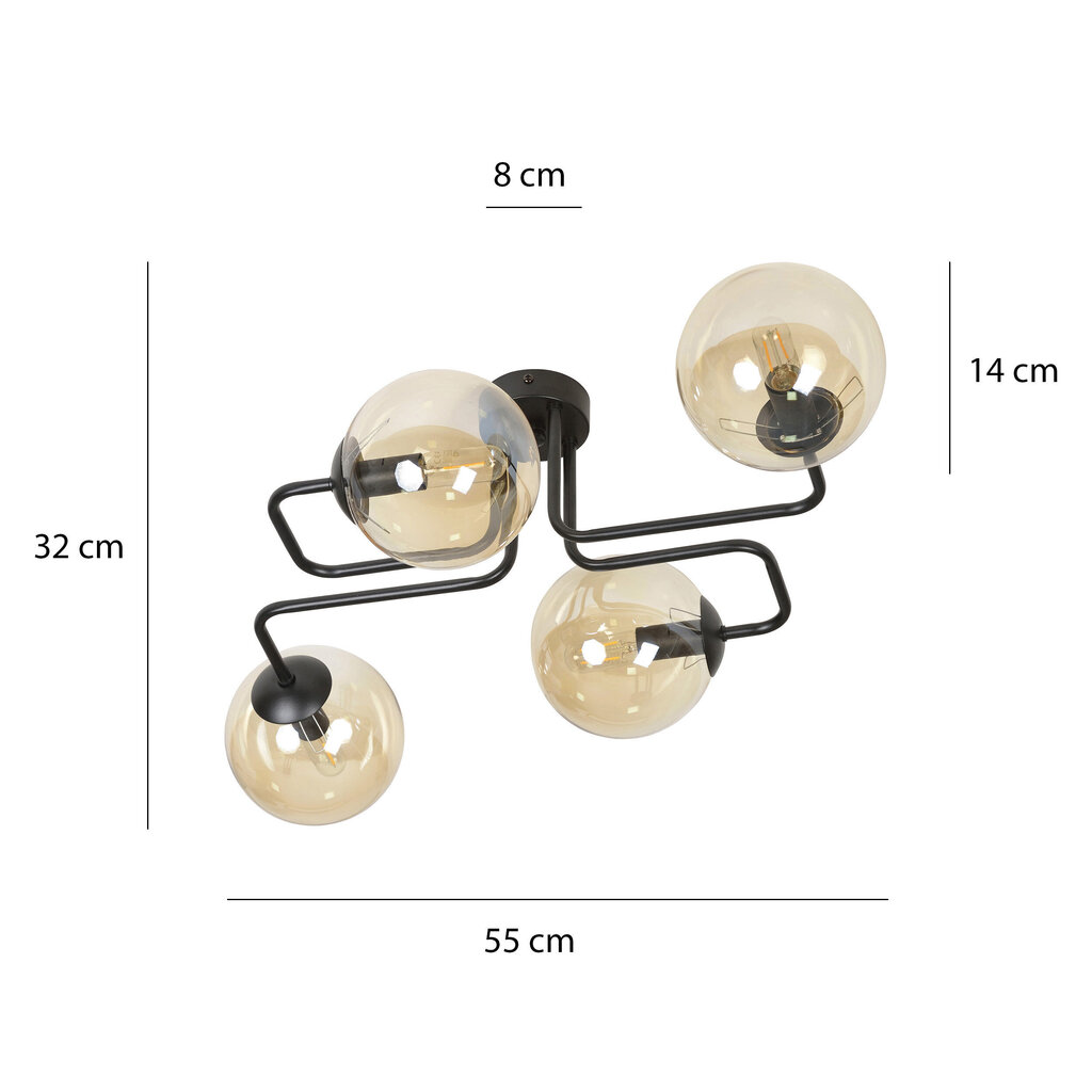 Emibig griestu lampa Brendi 4 Black/Honey cena un informācija | Griestu lampas | 220.lv