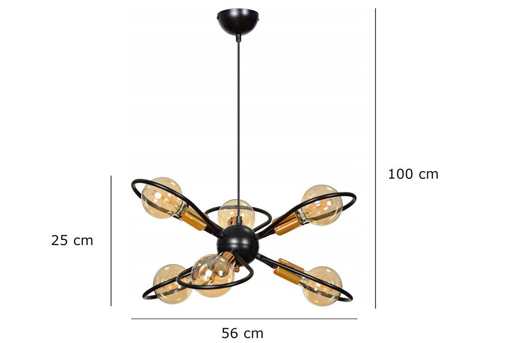 Emibig piekaramā lampa Saxon 6 Black cena un informācija | Lustras | 220.lv