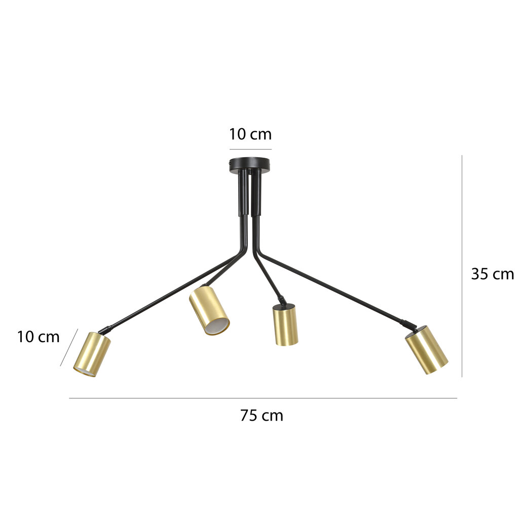 Emibig griestu lampa Verno 4 Black cena un informācija | Piekaramās lampas | 220.lv